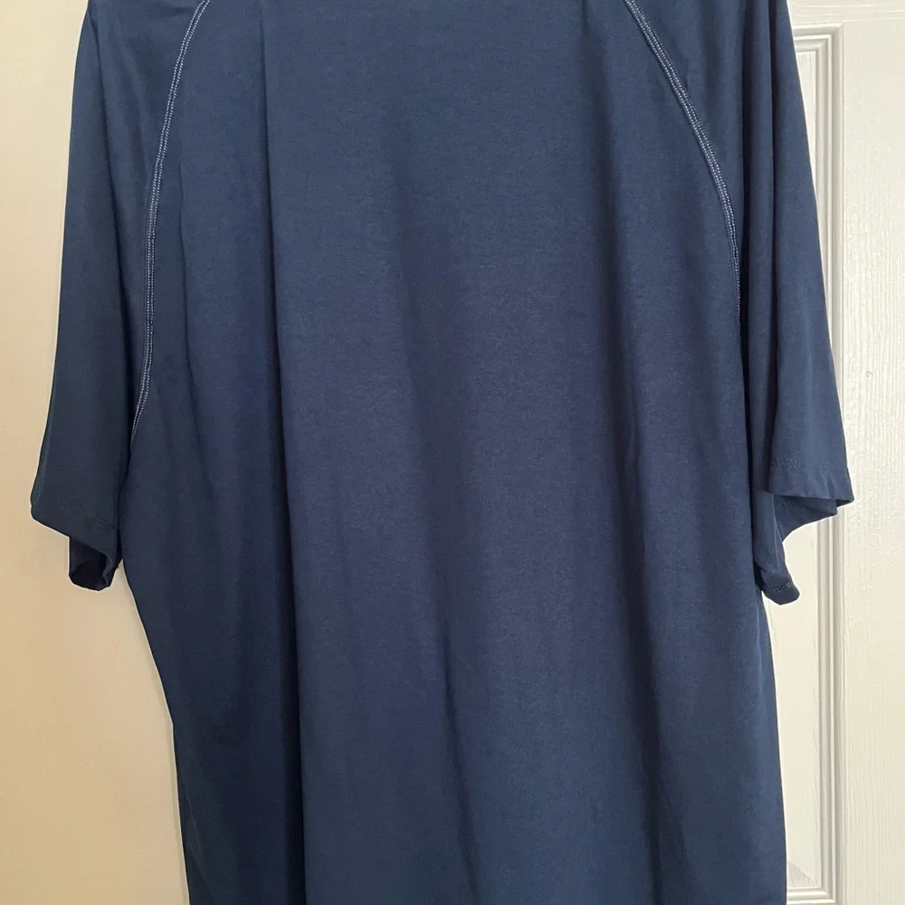 Adidas Blue and Orange Short Sleeve Tee with Graphic Design Never Lose Hoop.